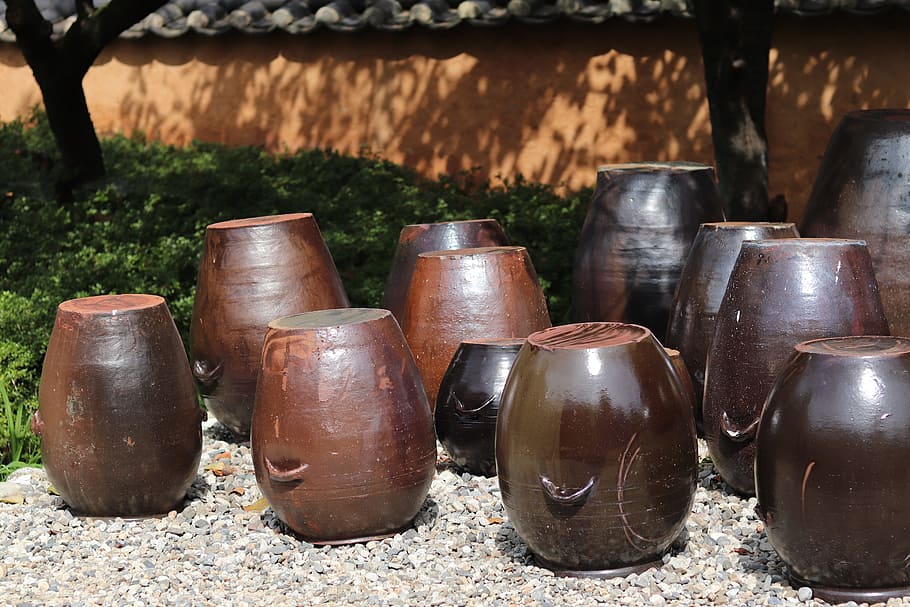chapter dogdae, hanok, jar, metal, day, sunlight, focus on foreground, nature, container, brown