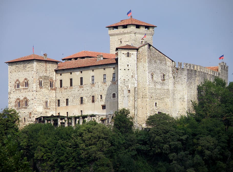 castillo de borromeo, lago maggiore, angera, varese, edificio, italia, municipio, ciudad, castillo, vista