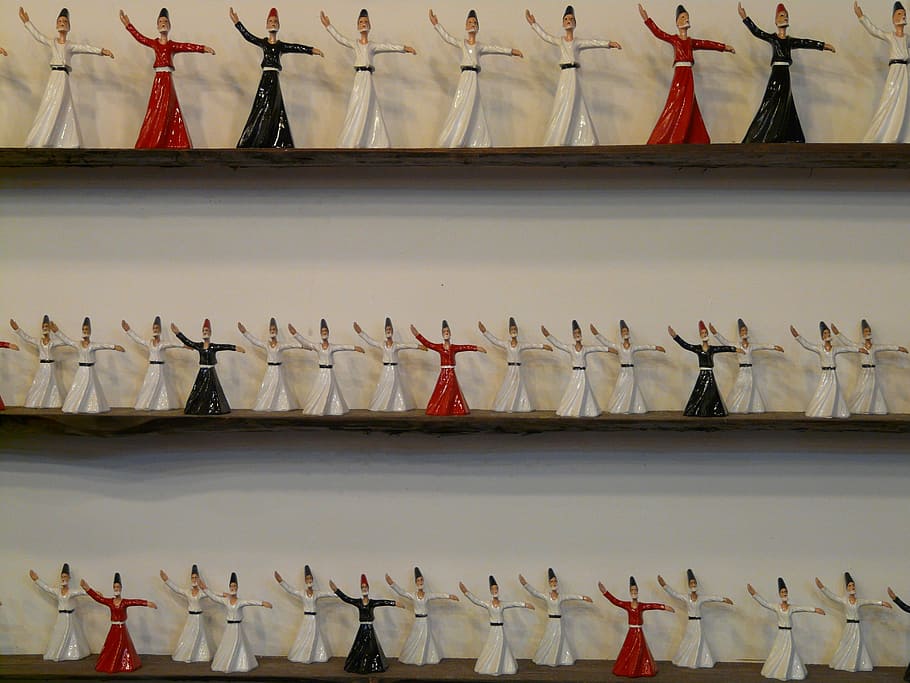 dervishes, figures, ceramic, decoration, crowd, group of people, large group of people, in a row, architecture, day