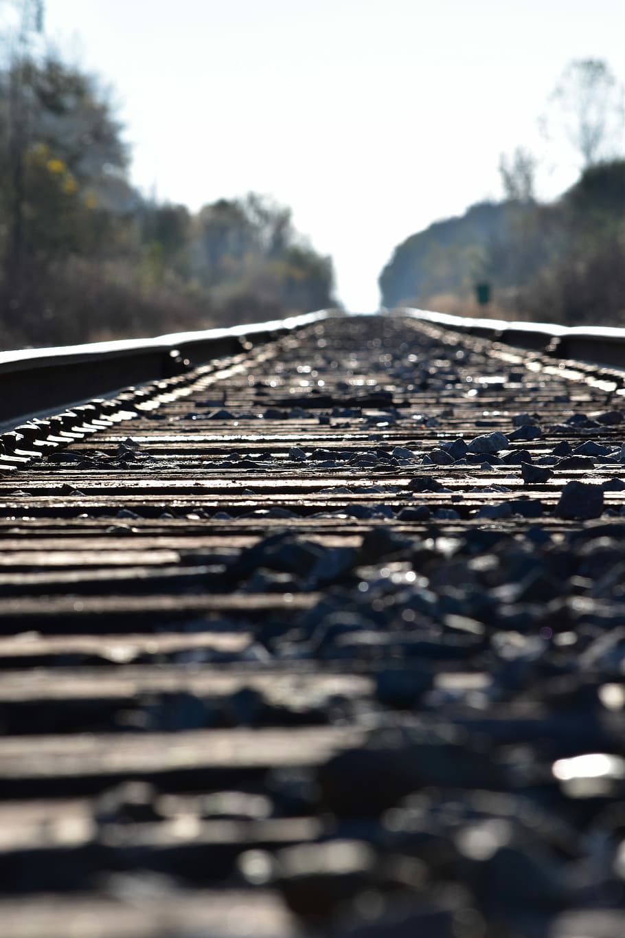 Train Tracks, Rocks, tracks, train, railroad, rail, steel, perspective, journey, iron