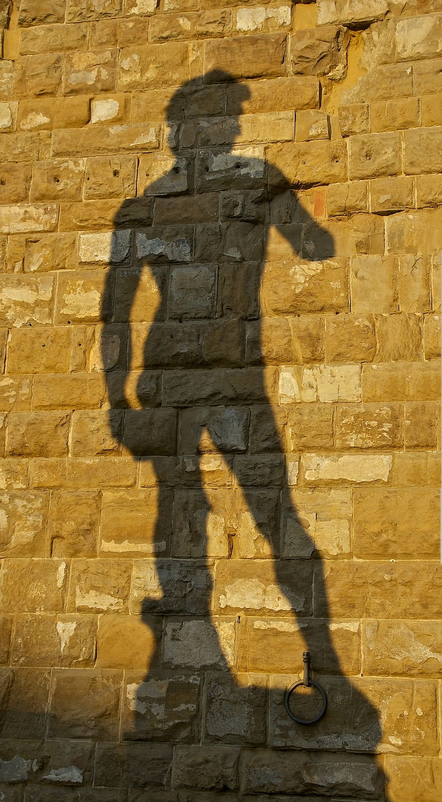 shadow, david statue, daytime, david, michelangelo, florence, italy, wall, stone, outside
