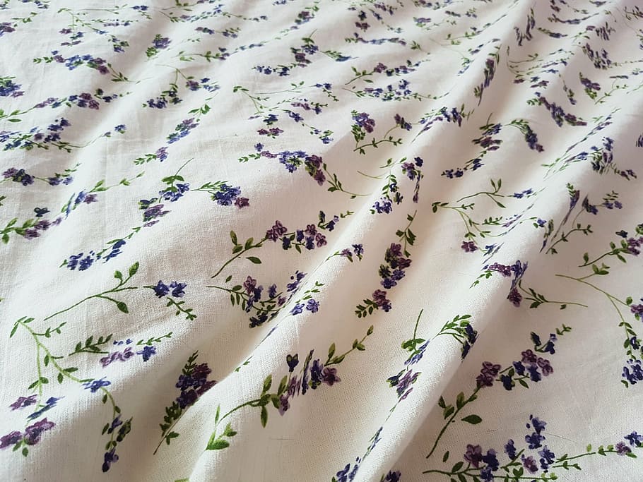 lavender, bedding, fabric, white, purple, bed, flower, floral, house, bedroom
