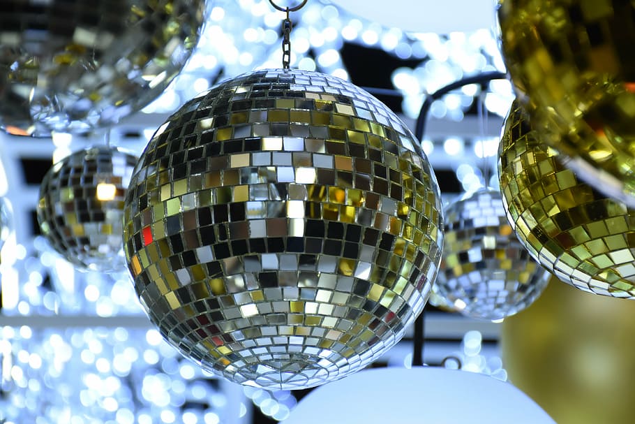 cristal, navidad, bola, bola de discoteca, celebración, brillante, decoración, esfera, reflejo, color plateado