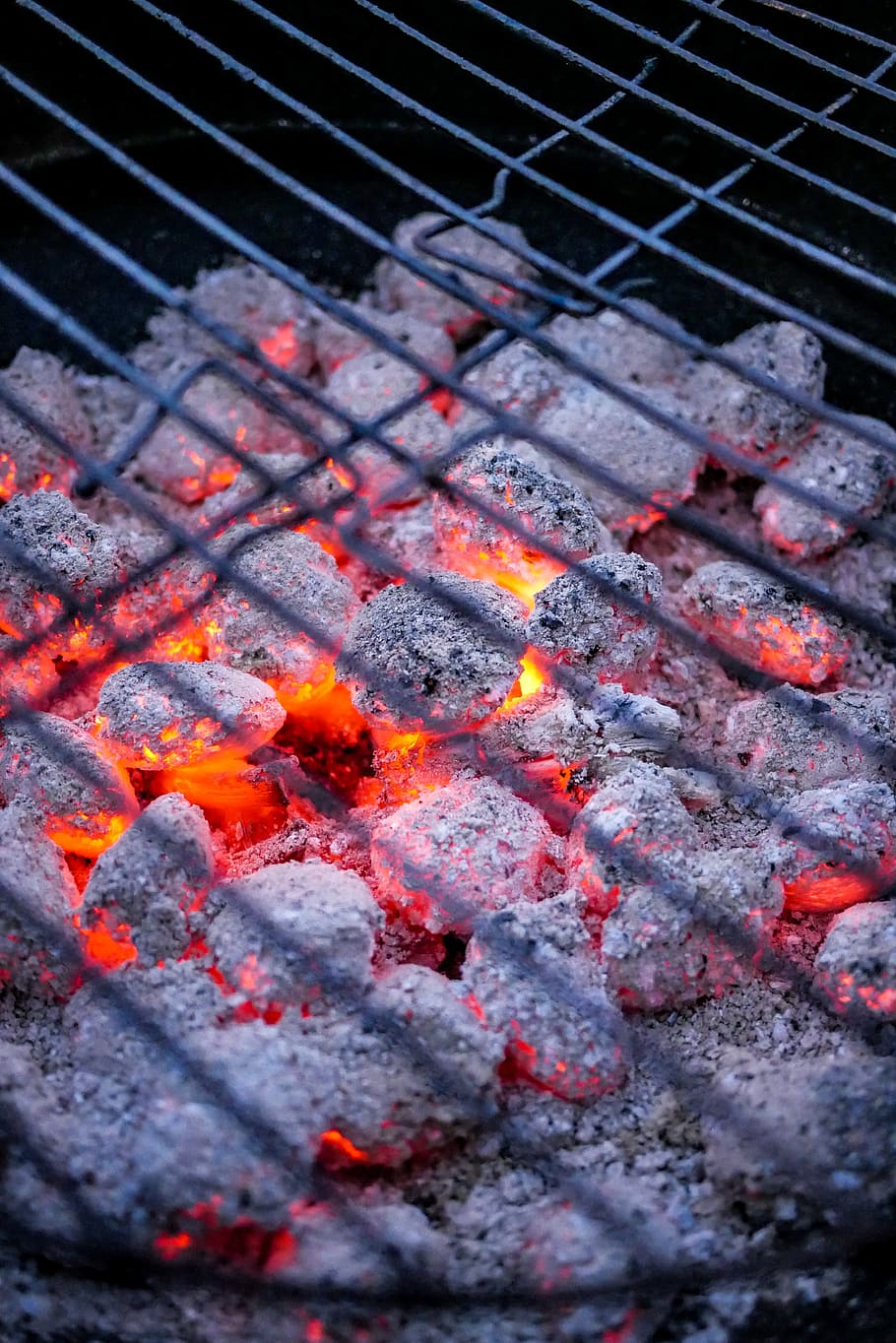 grelha, incensário, fogo, briquete, quente, churrasco, a chama, calor, queimar, carvão