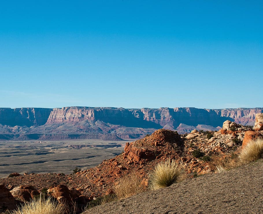 Painted Desert, Ne, Arizona, ne arizona, dicat, coklat, biru, gurun, lanskap, isolasi