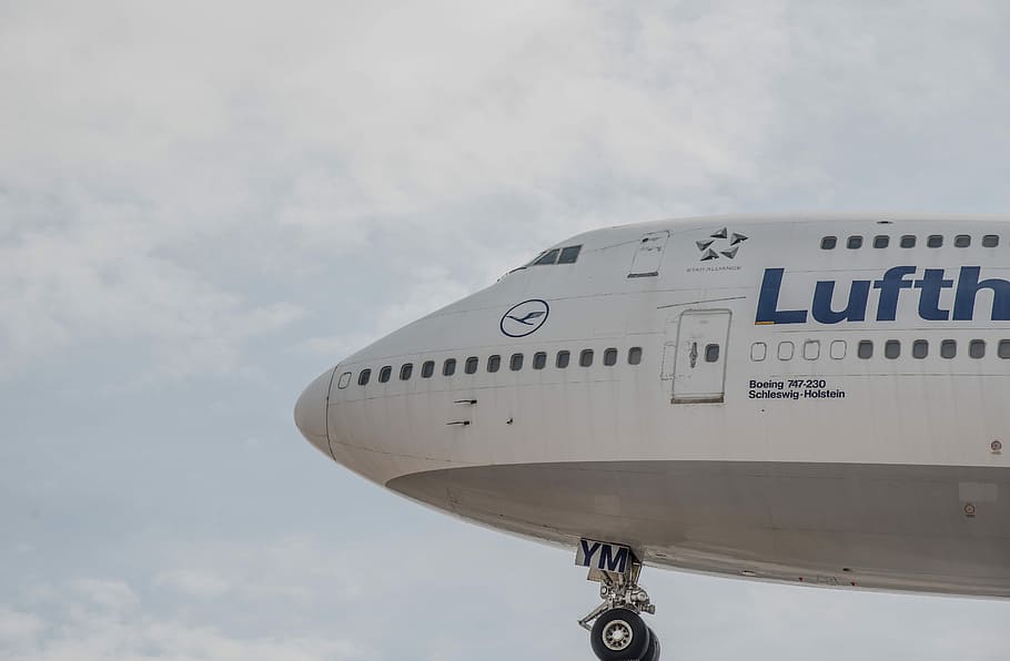 Lufthansa, Aircraft, Boeing, Fly, aviation, airliner, airport, machine, jet, travel