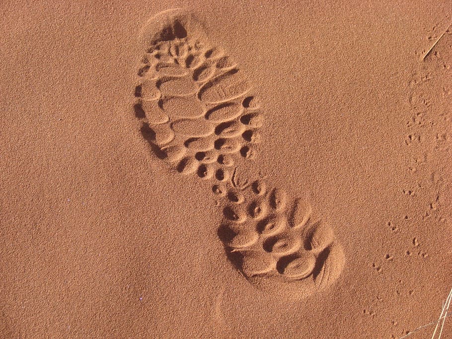 sand, sole, footprint, shoes, desert, namibia, red, land, print, beach