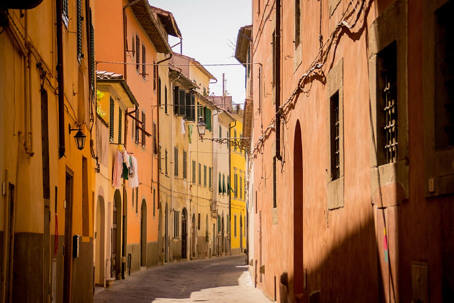 rua, toscana, itália, velho, construção, cidade, italiano, antigo, europa, arquitetura