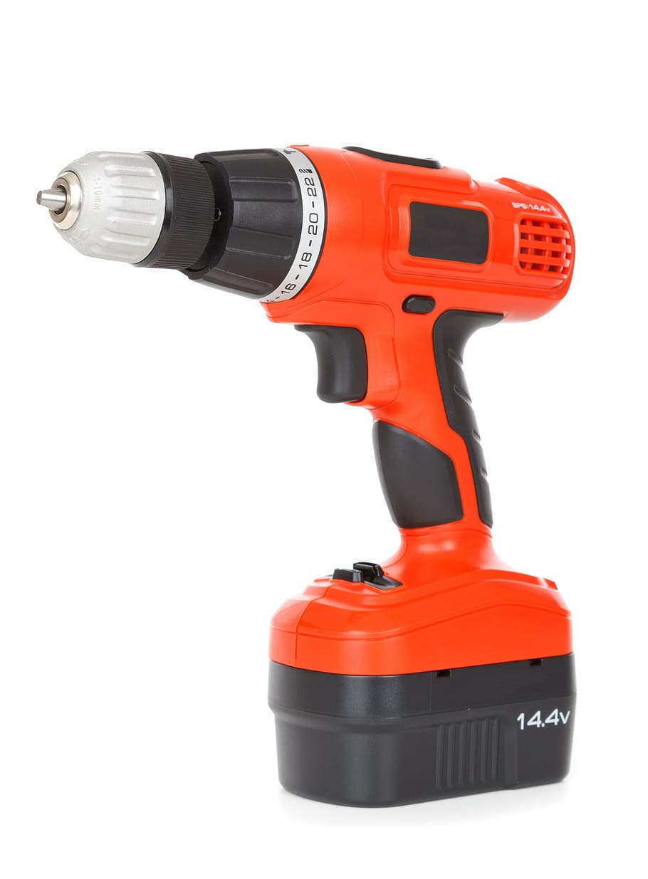 red, black, cordless, power drill, battery, construction, drill, drilling, electric, equipment