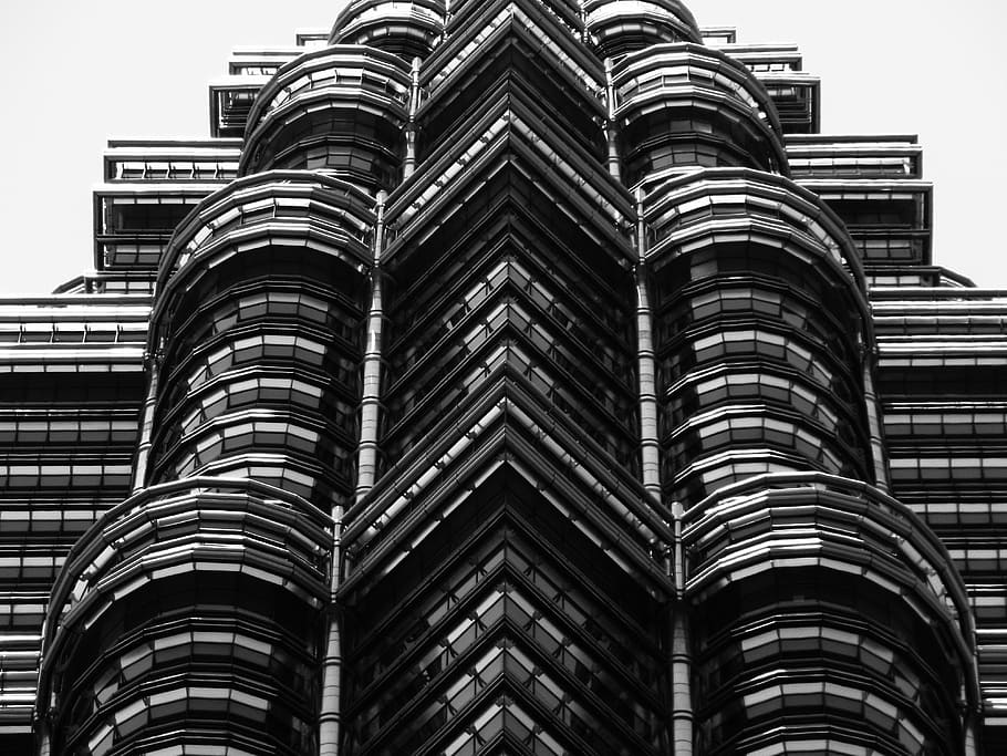 preto, arranha-céu, construção, dia, torres gêmeas petronas, malásia, arranha céu, arquitetura, cidade, resumo