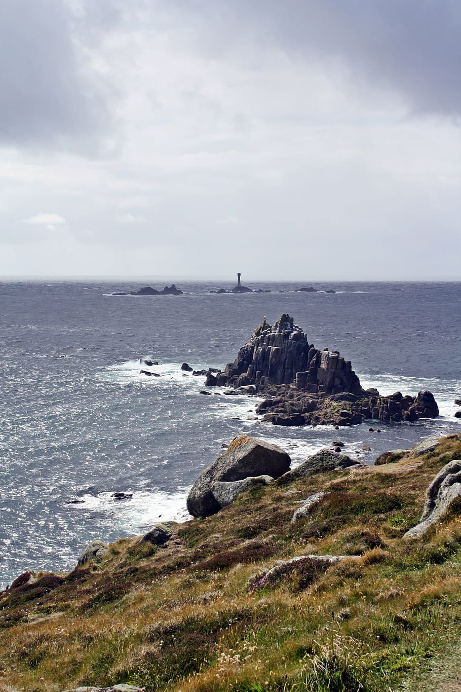 lost places, end of the world, headland, foothills, lighthouse, west peak, rock, cornwall, england, bizarre