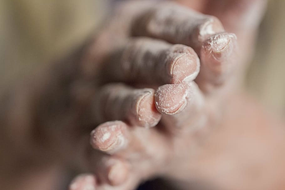 person, closing, hands, white, powder, close, s, human body part, one person, human hand
