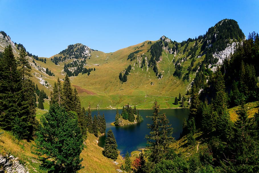 bergsee, mountains, oberland, lake, nature, water, alpine, hiking, landscape, switzerland