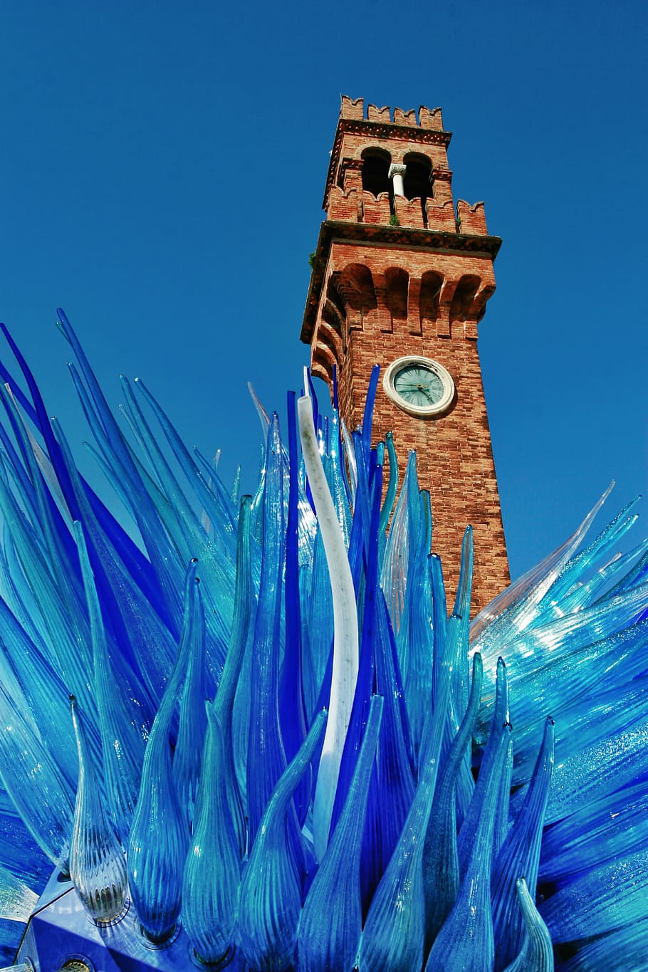 glass, tower, watch, murano, construction, architecture, building, sky, tall, blue
