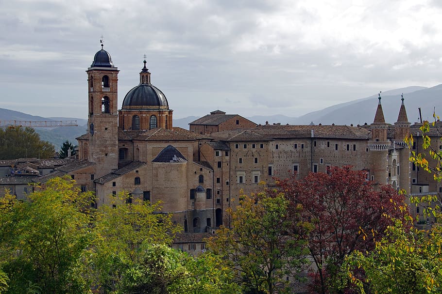 urbino, palazzo ducale, torricini, brands, architecture, historic buildings, the ancient city, old palace, historic city, tourism