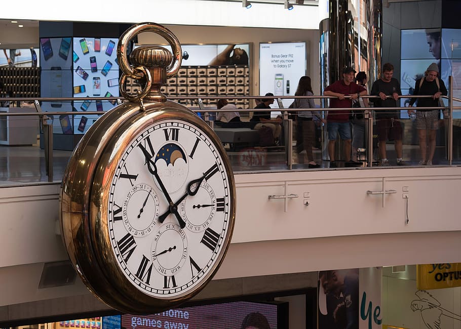 Reloj, hora, Melbourne Central, cuenta regresiva, en interiores, anticuado, esfera del reloj, número, adentro, instrumento de tiempo