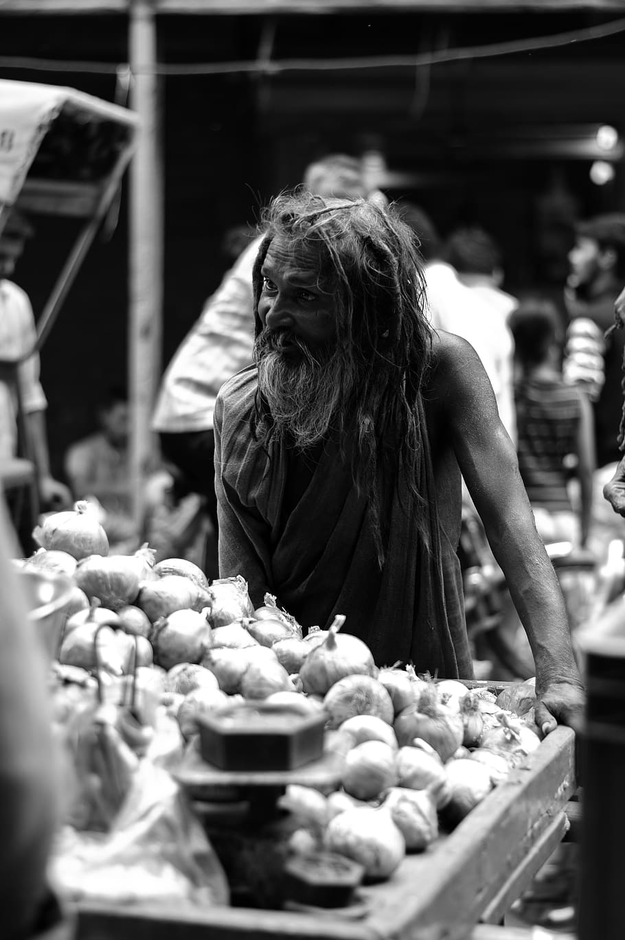 man, poor, beggar, indian beggar, asian, old man, homeless, market, food, one person