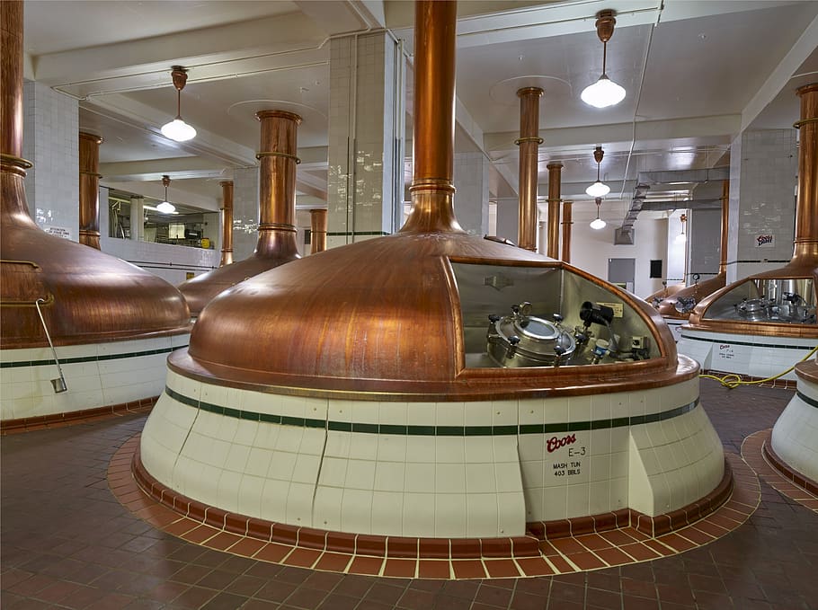 kettles, beer, brew house, manufacturing, factory, brewing, house, brewery, alcoholic, drink