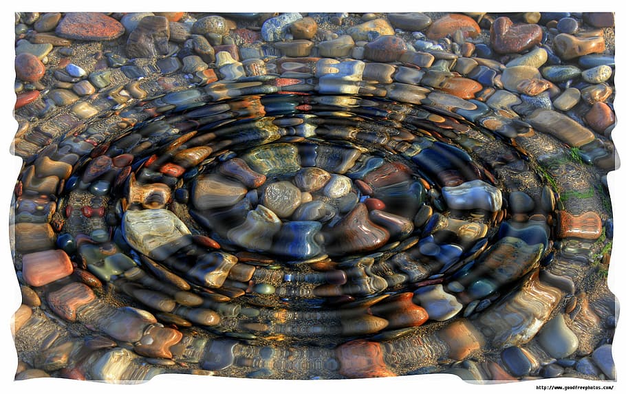 formasi batuan, batu, pantai, ombak, air, lingkaran, warna-warni, laut, seni, ilustrasi