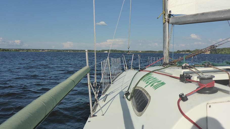 moskow, musim panas, rusia, langit, pemandangan, air, waduk, perahu, berlayar, lomba layar