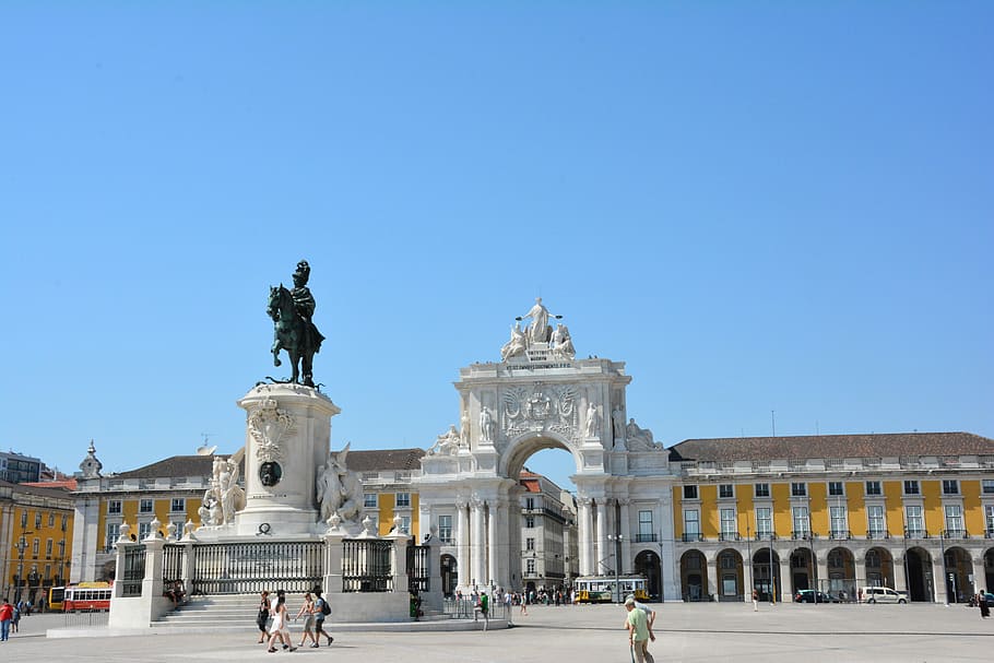 praça, comércio, terreiro, paço, Praça Do Comércio, Terreiro Do Paço, lisbon square, lisboa, lisbon, statue