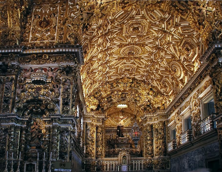 Bahia, Church, Sao Francisco, Doré, opulence, wealth vault, decoration, architecture, cathedral, famous Place