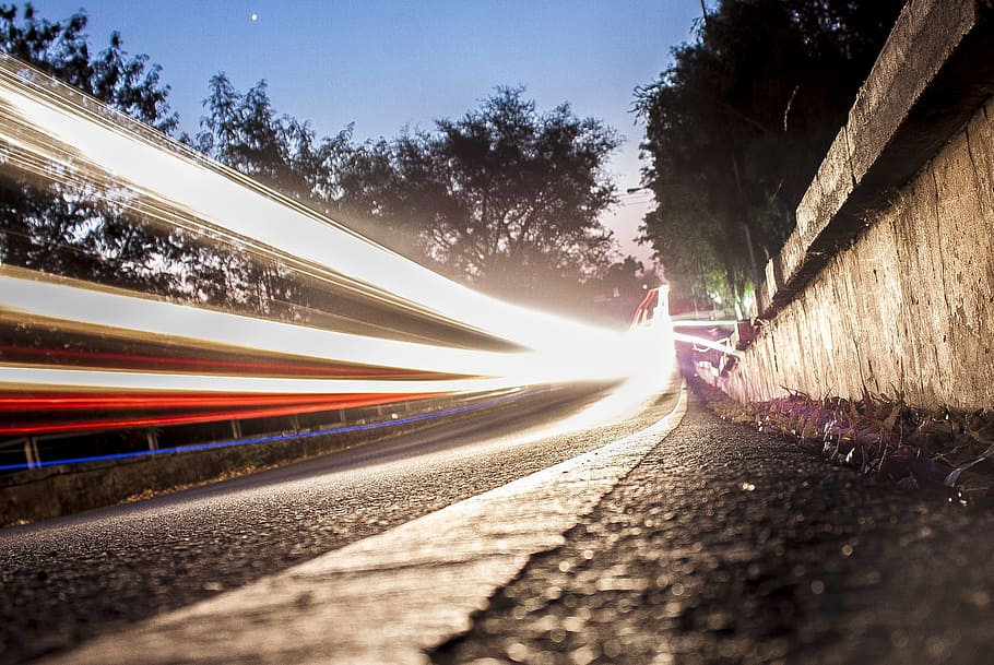 timelapse photography, vehicle, running, road, daytime, light, light trails, long exposure, livingstone, zambia