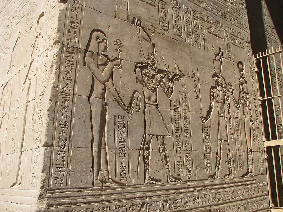 ancient egypt structure, ancient, egypt, edfu, temple, hieroglyphics, carving, architecture, history, the past