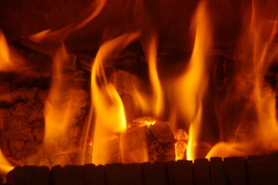 api, panas, membakar, hangat, kayu, kayu api, perapian, oven, kegelapan, gelap