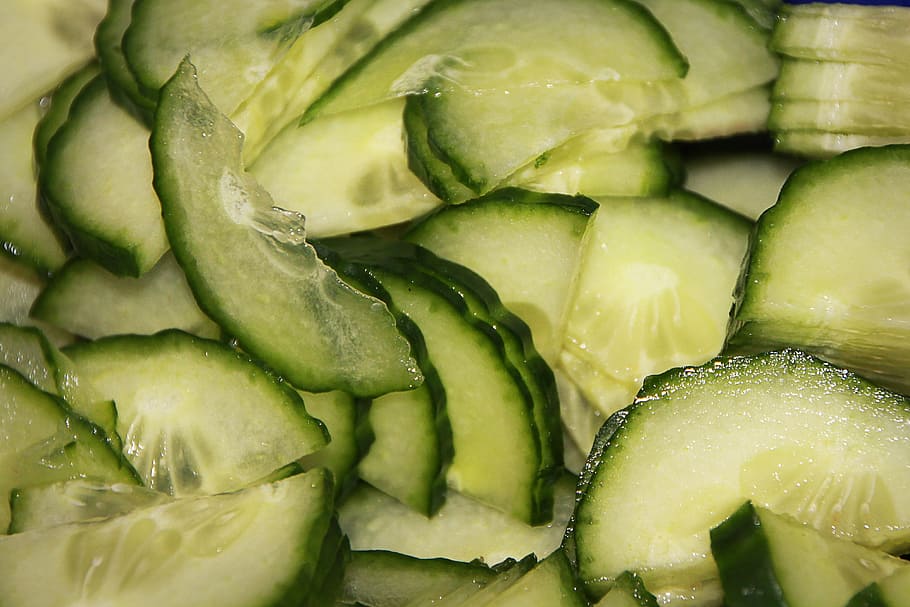 sliced cucumbers, cucumbers, salad, green, eat, healthy, food, cucumber salad, raw food, vegetarian
