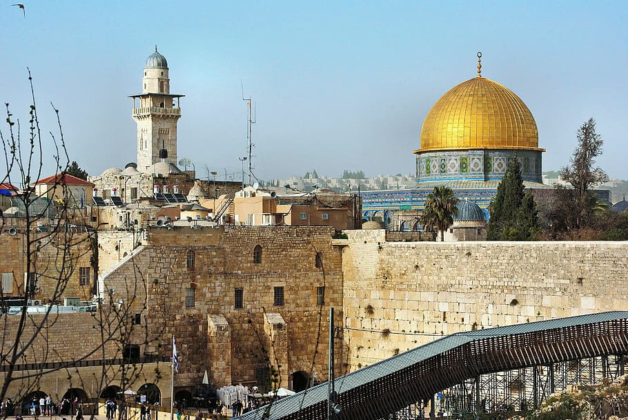 dome, rock landmark, israel, jerusalem, dome of the rock, wall, the wailing wall, mosque, religion, sacred
