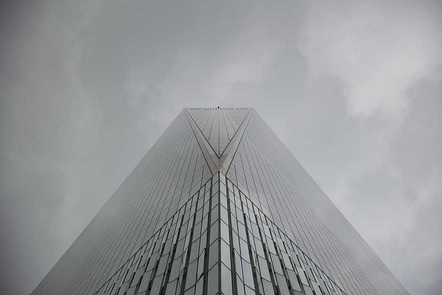 tall, skyscraper, clouds, building, architecture, city, urban, industrial, offices, business