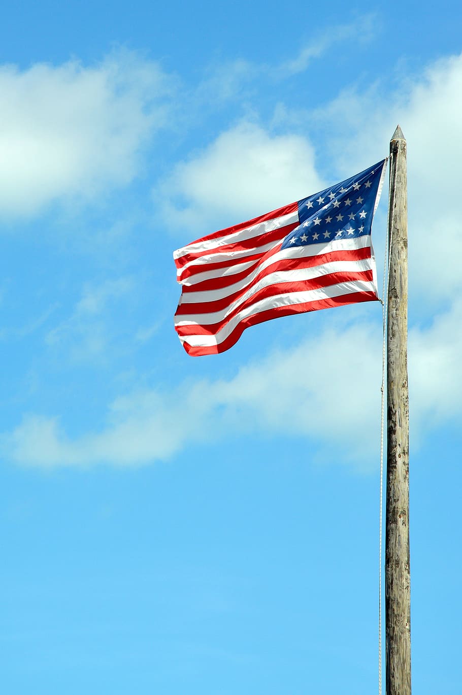 amerika, bendera, bendera amerika, simbol, patriotik, bendera amerika melambai, amerika serikat, patriotisme, langit, merah