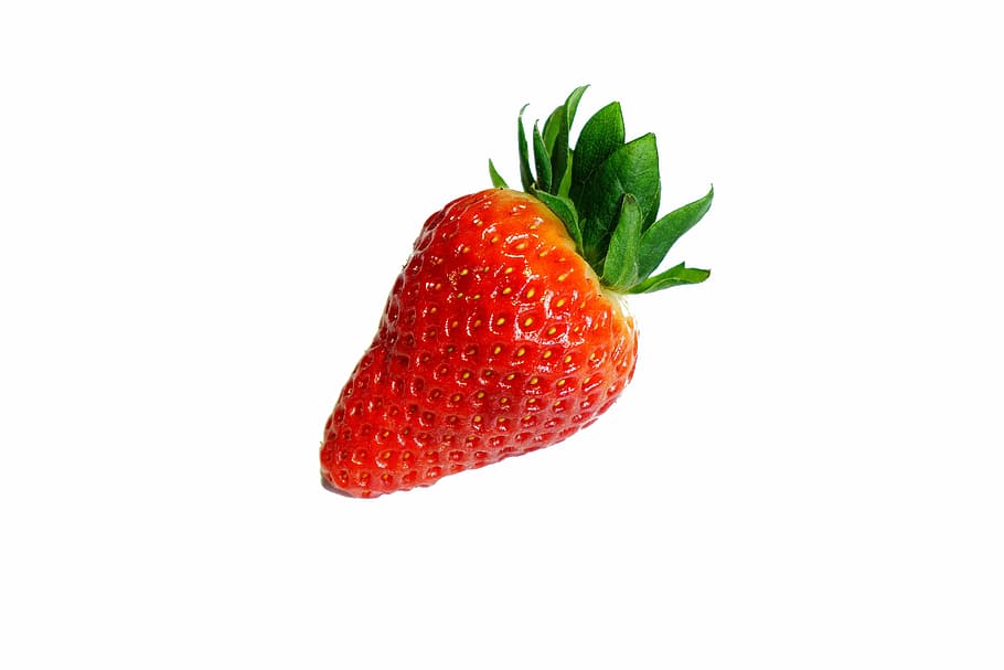 ripe, strawberry, white, background, fruit, delicious, red, sweet, vitamins, healthy