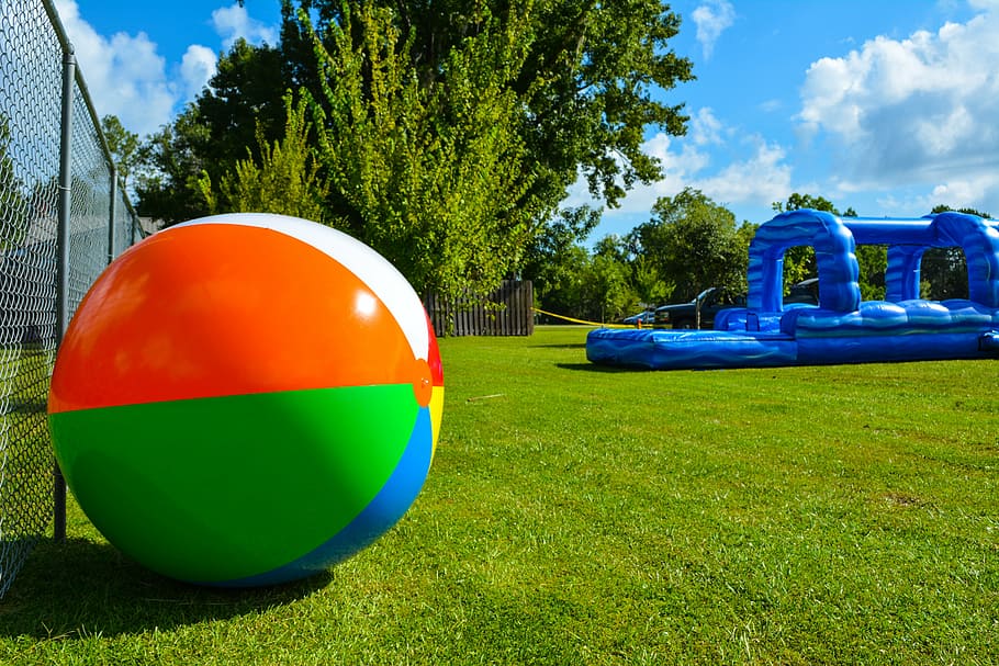 summer, beach ball, vacation, summertime, fun, sport, ball, soccer, outdoors, grass