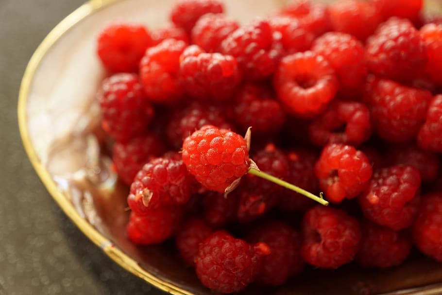 raspberries, fruit, plate, food, organic, caviar, summer, harvest, festival, heart