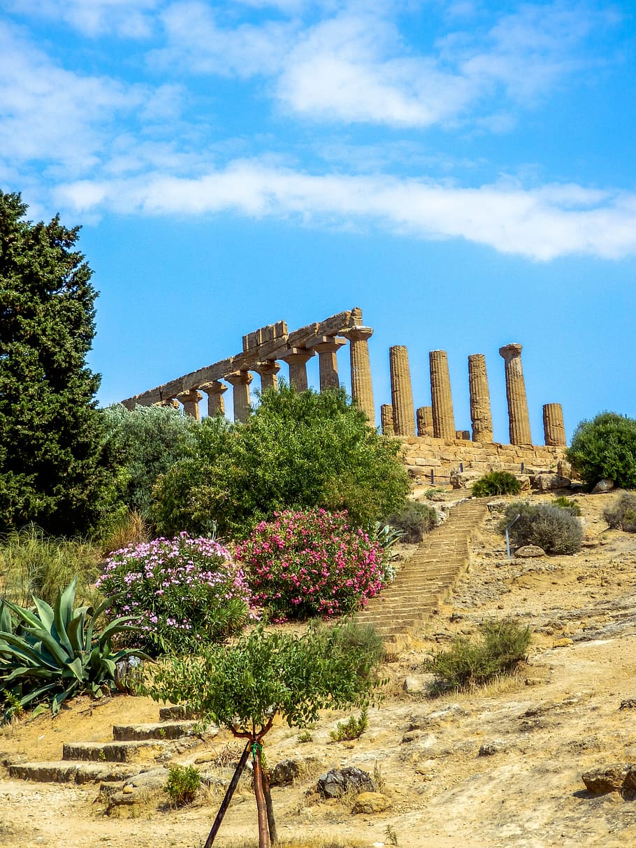 monument, greek temple, agrigento, sicily, italia, history, architecture, construction, heritage, holidays