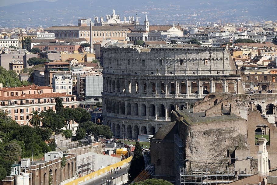 コロッセオ, ローマ, イタリア, 歴史的に, 古代, 建物, 円柱, 建物の外観, 建築, 構築された構造