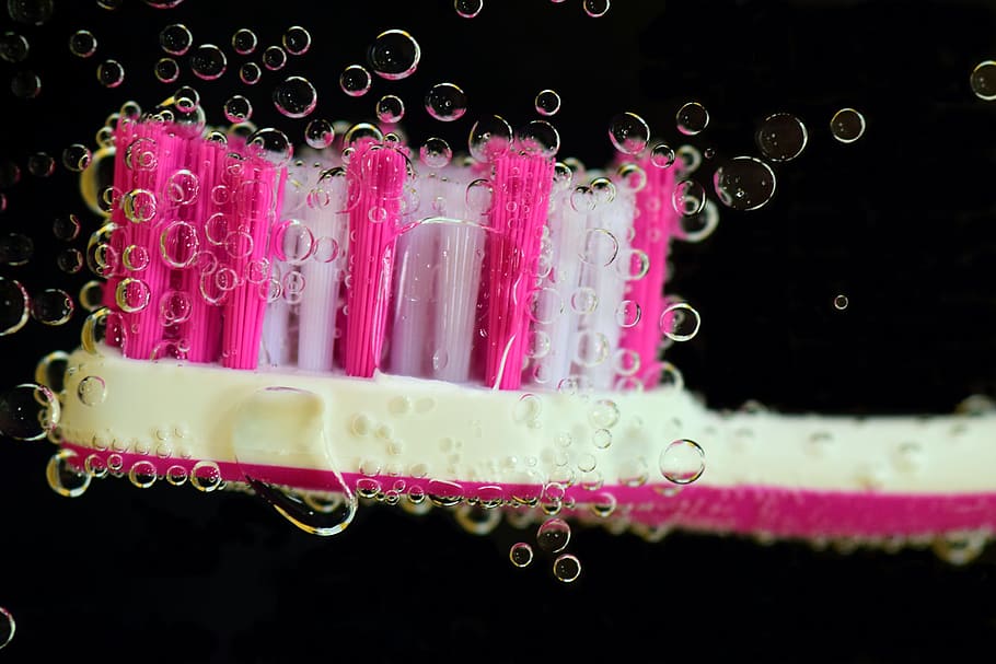 rosa, blanco, cepillo de dientes, limpieza, cuidado dental, cepillo, limpio, higiene, bendiga, higiene dental
