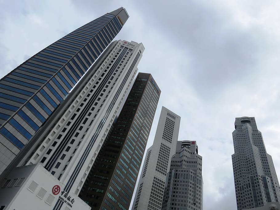 Singapore, Raffles Place, Afternoon, skyscraper, urban Scene, built Structure, architecture, building Exterior, office Building, city