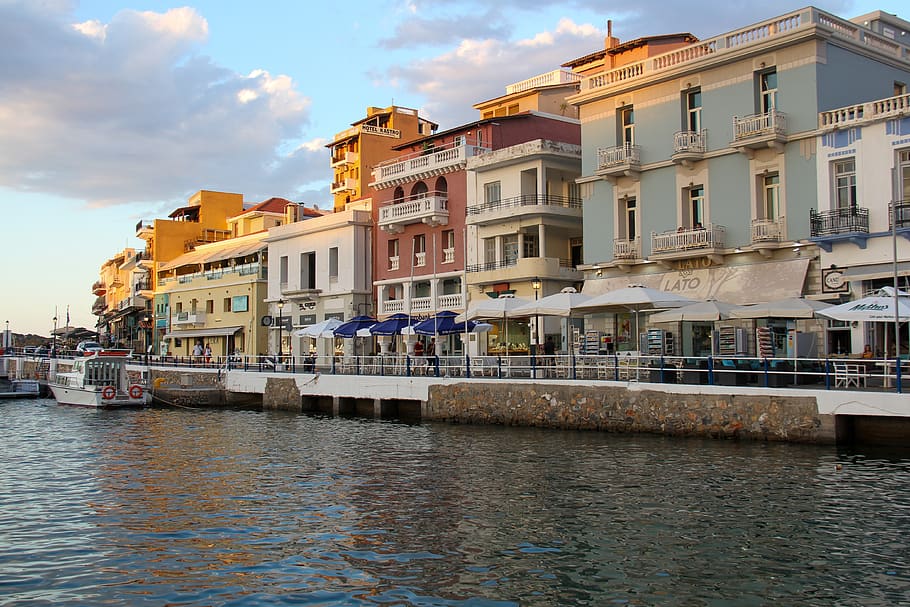 agios nikolaos, crete, sea, side, greece, travel, summer, village, building exterior, built structure