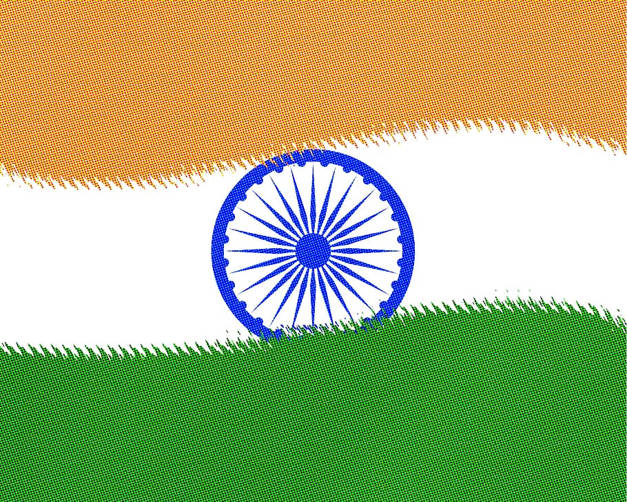 india flag twirl, indian flag, flag, tricolor flag, chakra, india, twisted flag, rippled indian flag, green color, multi colored