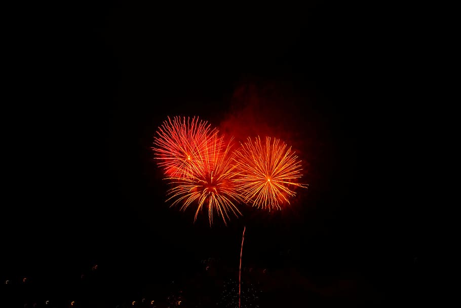 rocket, red, fireworks, new year's eve, shower of sparks, pyrotechnics, new year's day, fireworks art, light, celebration
