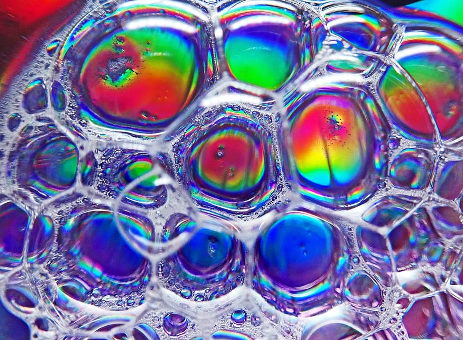burbujas, jabón, transparente, colorido, reflexión, textura, multicolor, burbuja, primer plano, agua