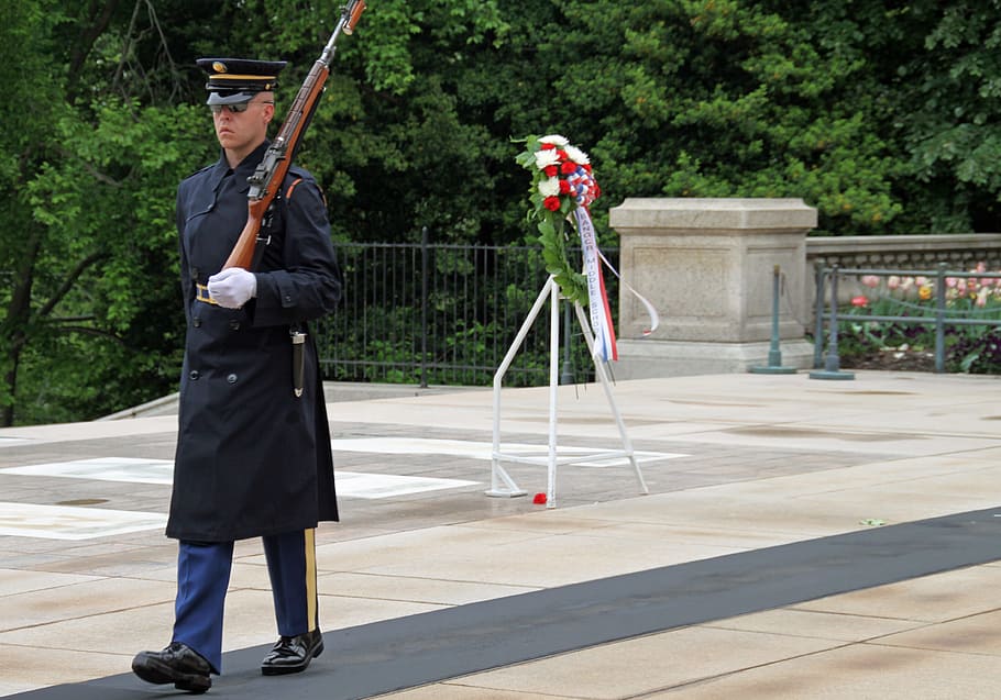 Memorial, Washington DC, Estados Unidos, soldado desconocido, tenencia, longitud total, planta, gente, ropa, en pie