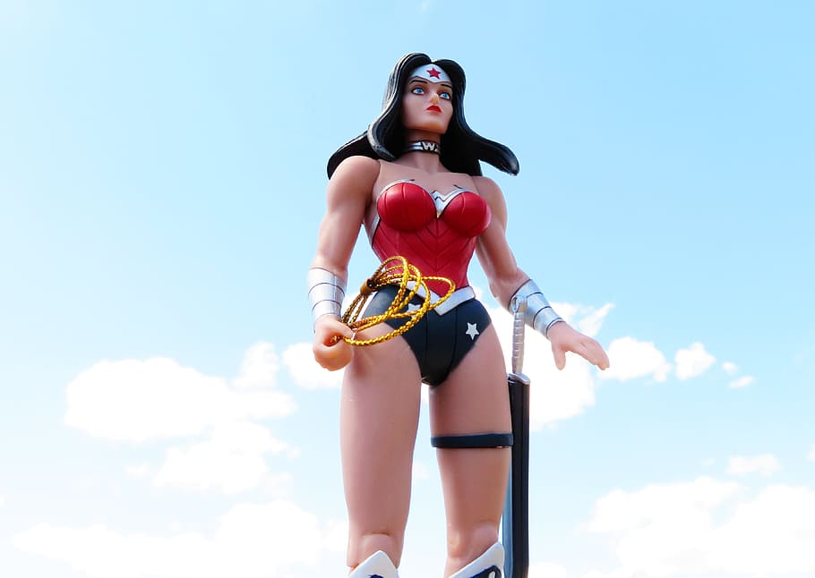 wonder woman statue, Wonder Woman, Superhero, Power, sky, costume, female, feminism, superwoman, strength