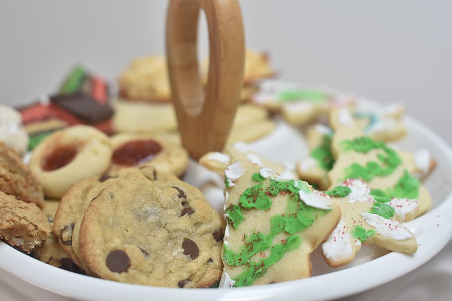 christmas cookies, chocolate chip cookies, macaroon cookies, snowball cookies, italian rainbow cookies, sugar cookies, strawberry thumbprint cookies, coconut bar cookies, lemon cookies, food