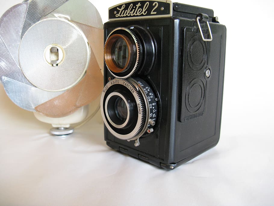 câmera antiga, luz de flash antiga, kindermann, câmera fotográfica, fotografia, lente, lentes, velho, câmera, lubitel