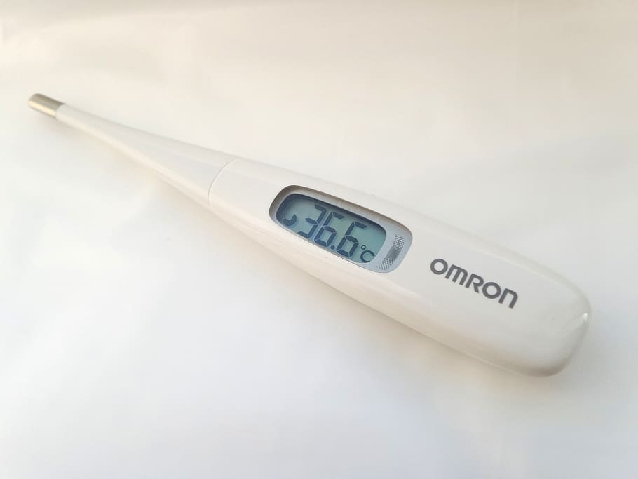 temperature, electronic, degree, omron, 36, white, background, medical, fever, thermometer