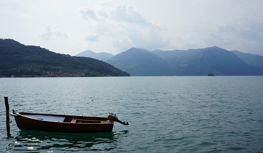 barco, bote pequeño, lago, iseo, naturaleza, montaña, embarcación náutica, agua, paisaje, verano